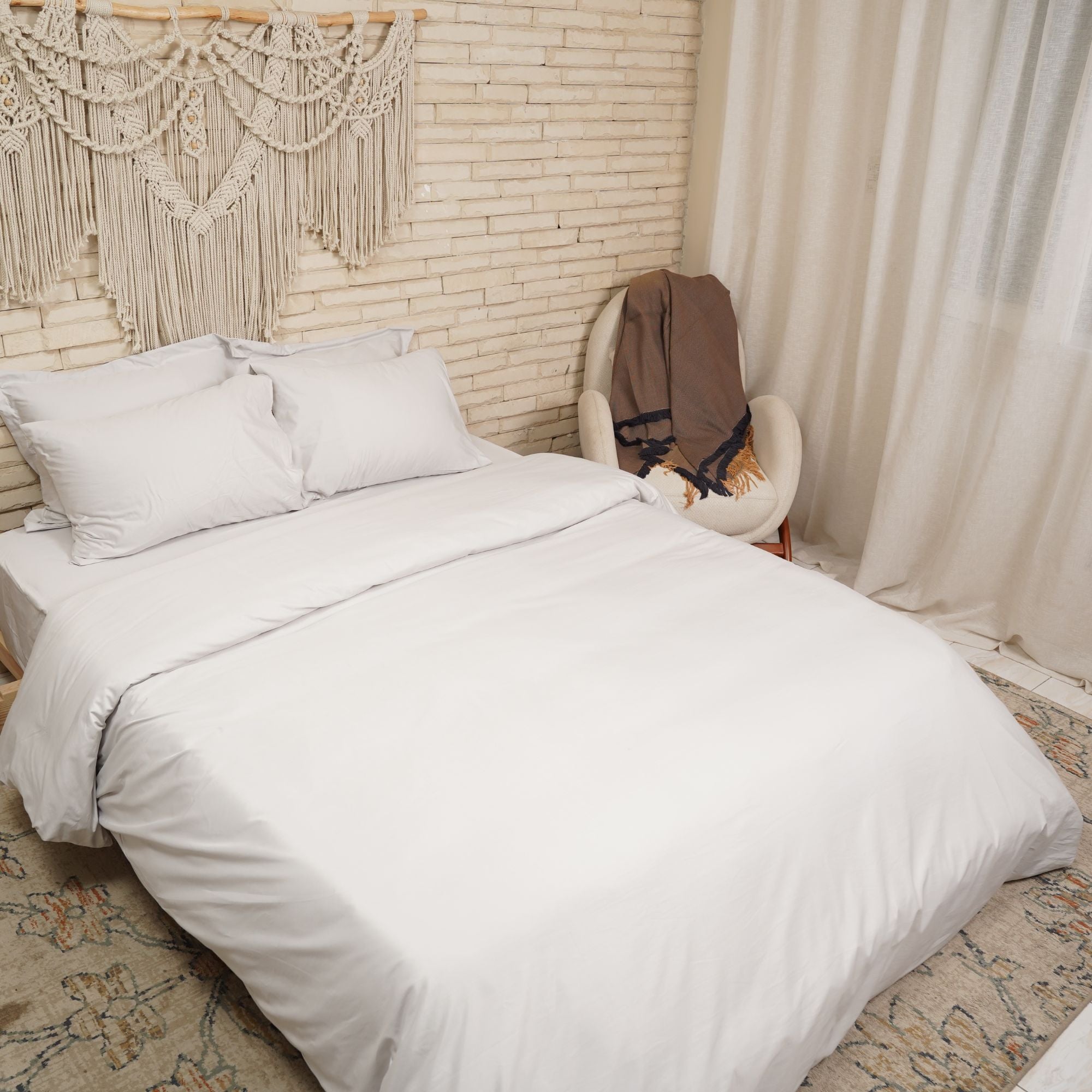 طقم غطاء لحاف ساتين قطن (600 خيط)